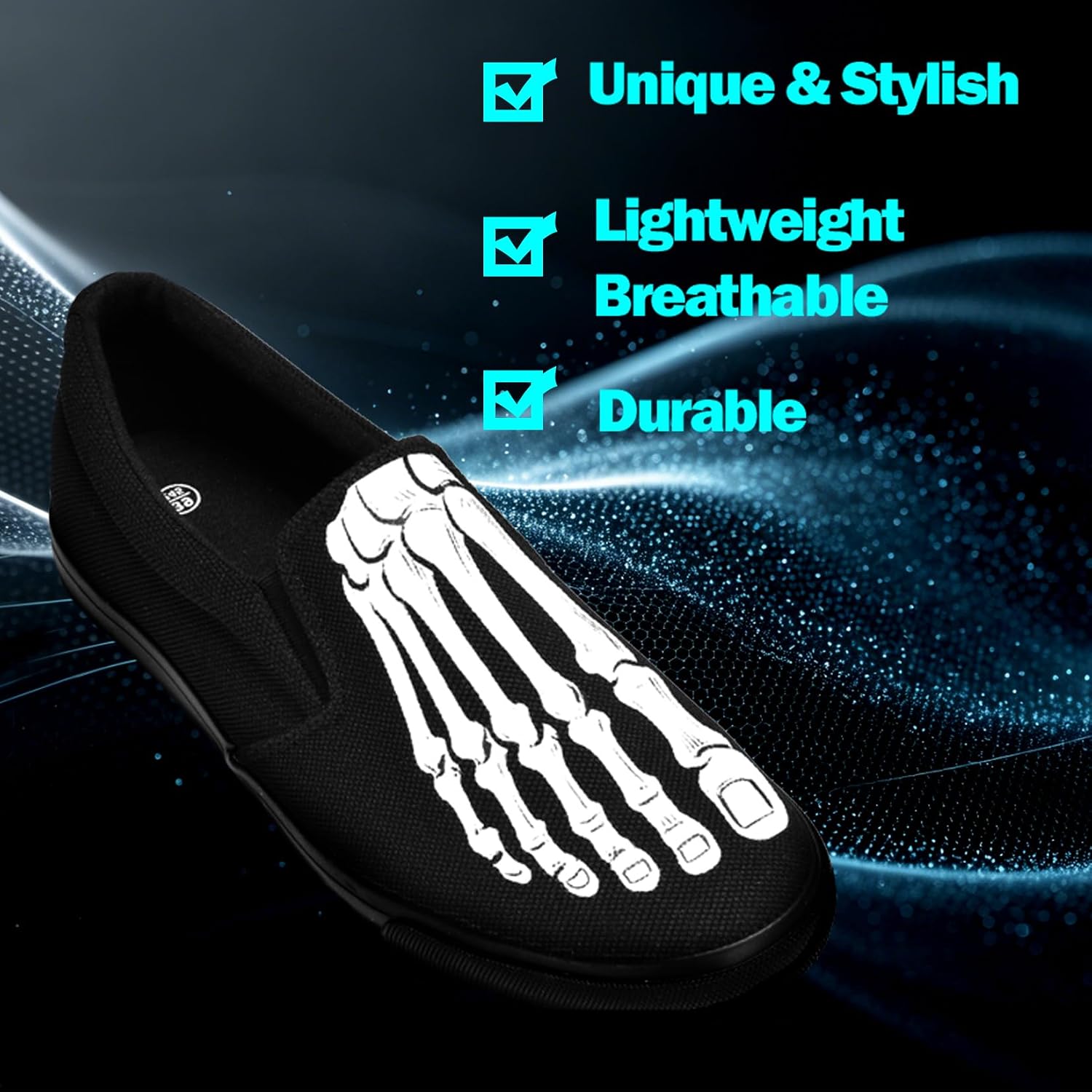 Skeleton Canvas Loafers for Men Women Slip-On Casual Walking Shoes