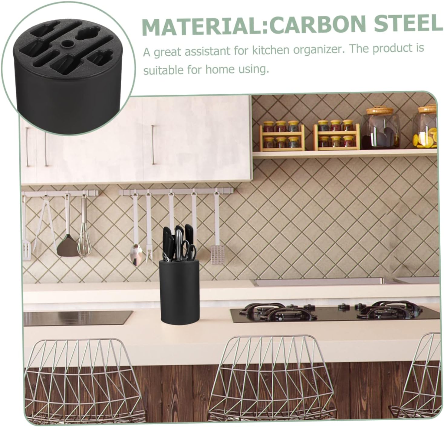 OUNONA 2Pcs Multifunctional Metal Cutter Stand Kitchen Utensil Holder for Organized Storage Smooth Edges and Strong Base for Easy Access Knife Rack for Countertop