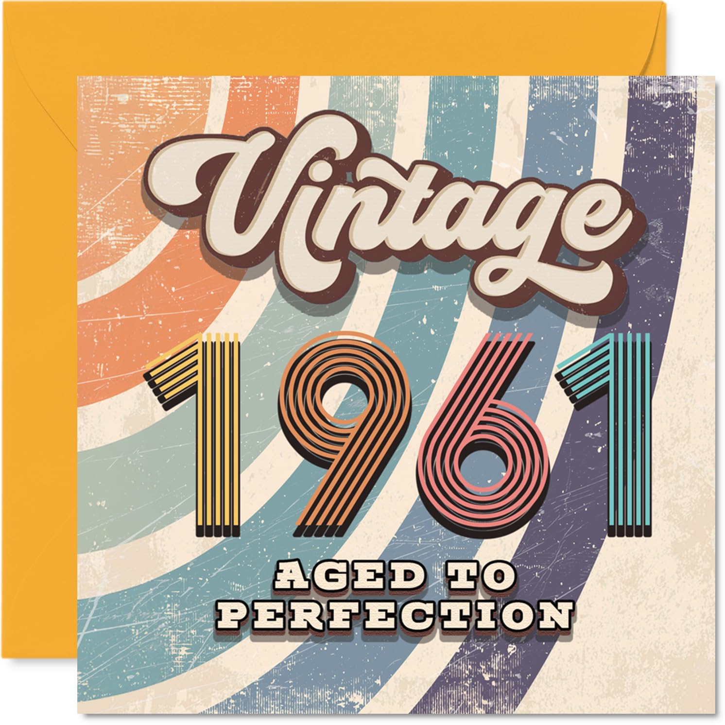 65th Birthday Card for Men Women - Vintage 1961 Aged To Perfection - Happy 65 Birthday Cards for Nan Brother Neighbour Auntie Nanny Husband, 145mm Bday Greeting Cards