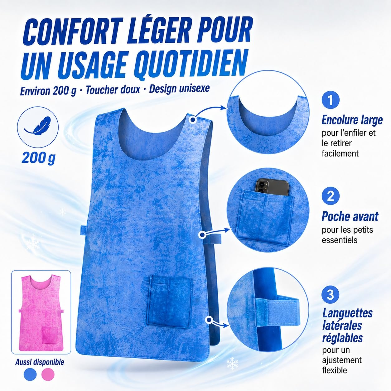 Générique Gilet Rafraîchissant pour Homme et Femme contre la Chaleur, Été Réutilisable, Gilet Froid Réglable, Gilet de Glace Imperméable PVA, pour les Sports de Plein Air, la Randonnée et le Travail