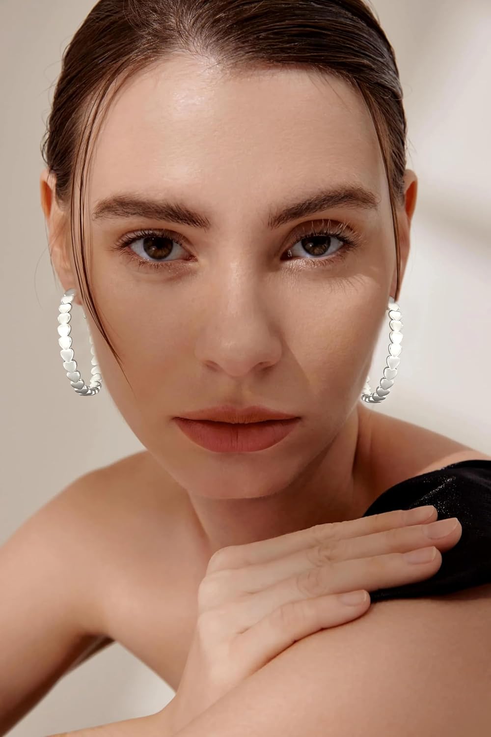 Ascona Valentines Gifts for Her Heart Cubic Zirconia Large Hoop Earrings for Womens 925 Silver 14k Gold Plated Hypoallergenic Rhinestone Hoops Earring Sparkly Jewelry Gift 30/40/50/60mm - Image 2