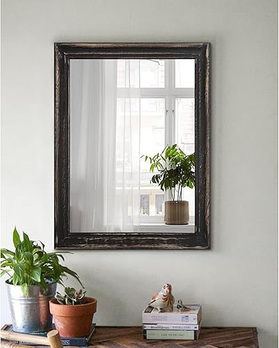 Vista 98 de Espejo de pared con marco de madera rústica, espejos colgantes rectangulares para pared, grande, decorativo para baño, dormitorio, granja, sala