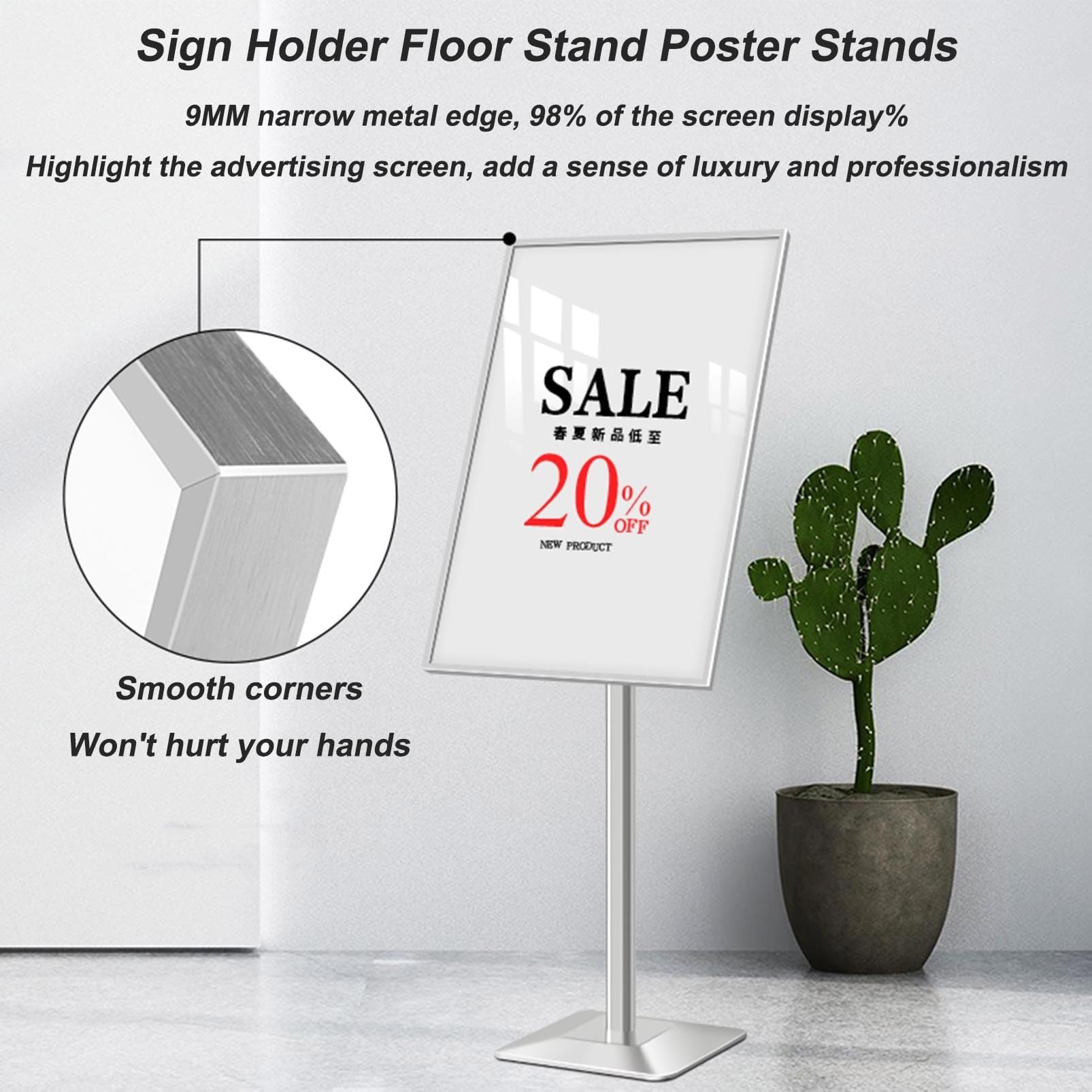 Soporte de piso para carteles, soporte de exhibición para interiores y exteriores con tablero protector transparente para publicidad, 29,7 x 42 cm