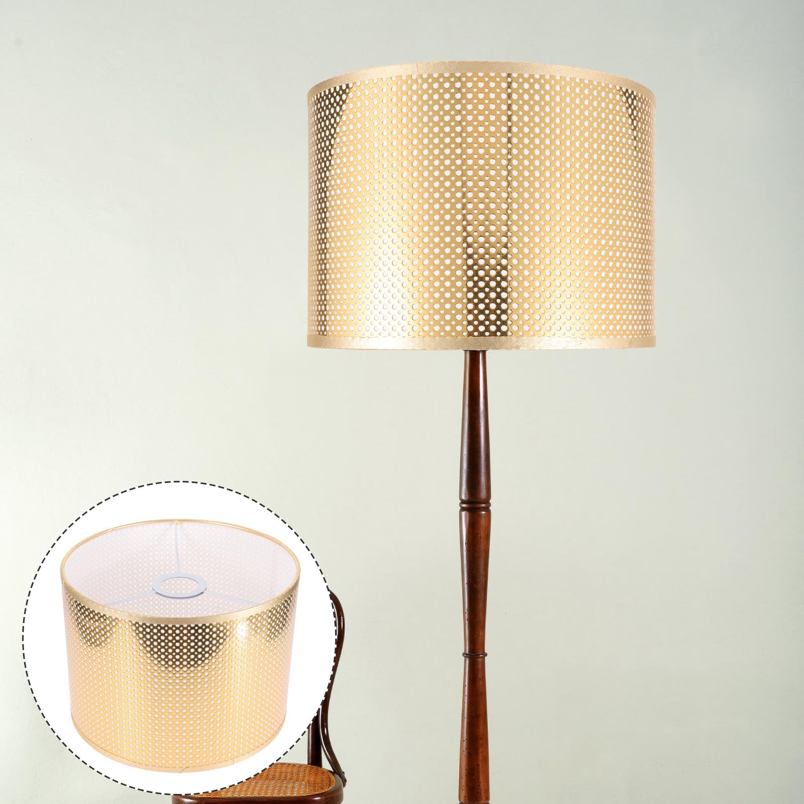Healeved Paralume a Tamburo Piccolo e Metallo, Paralume Rustico E27 per Lampade da Tavolo da Terra, Diffusore Luce Calda per Soggiorno, Camera da Letto, Hotel e Studio, Diametro 25 Cm X