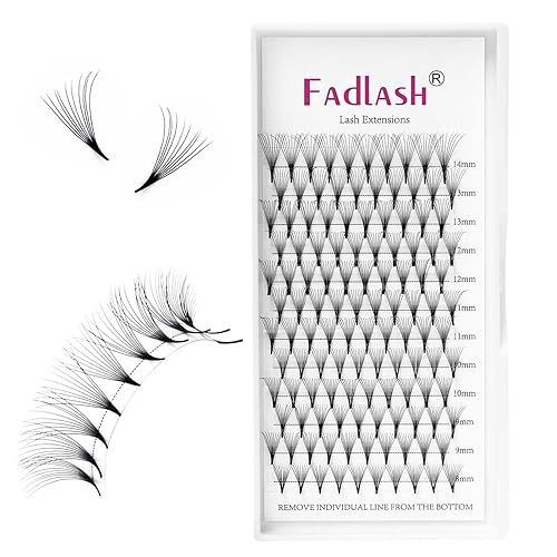 FADLASH - Extensiones de pestañas postizas en abanico 10D, abanicos premontados de 0.05 0.07 de grosor, extensiones de pestañas de volumen