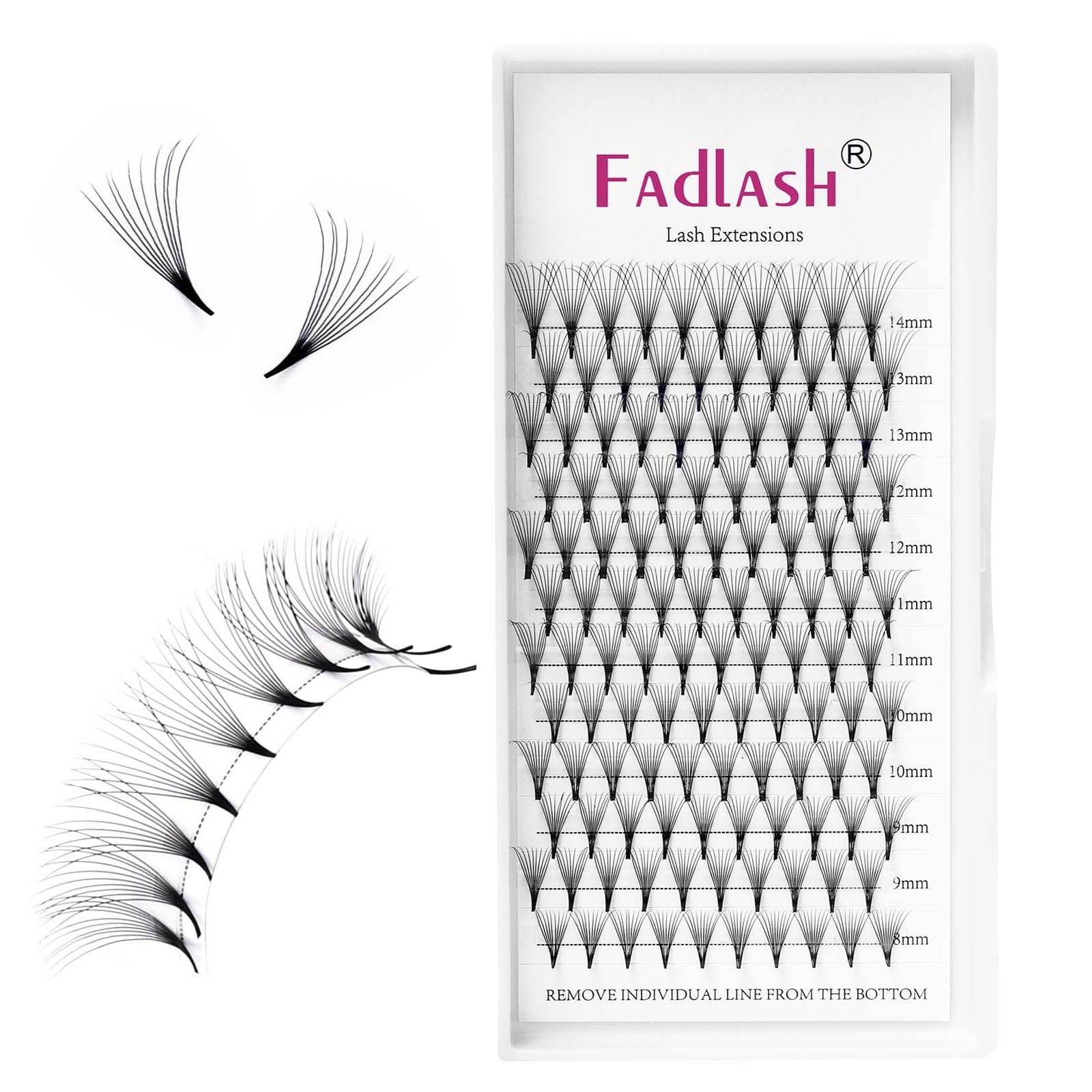 Premade Fans Eyelash Extensions 10D Lash Extensions Premade Fans 0.05 0.07 Thickness Pre Fanned Volume Lash Extensions C D Curl by FADLASH (10D-0.07-D, Mix 8-14mm)