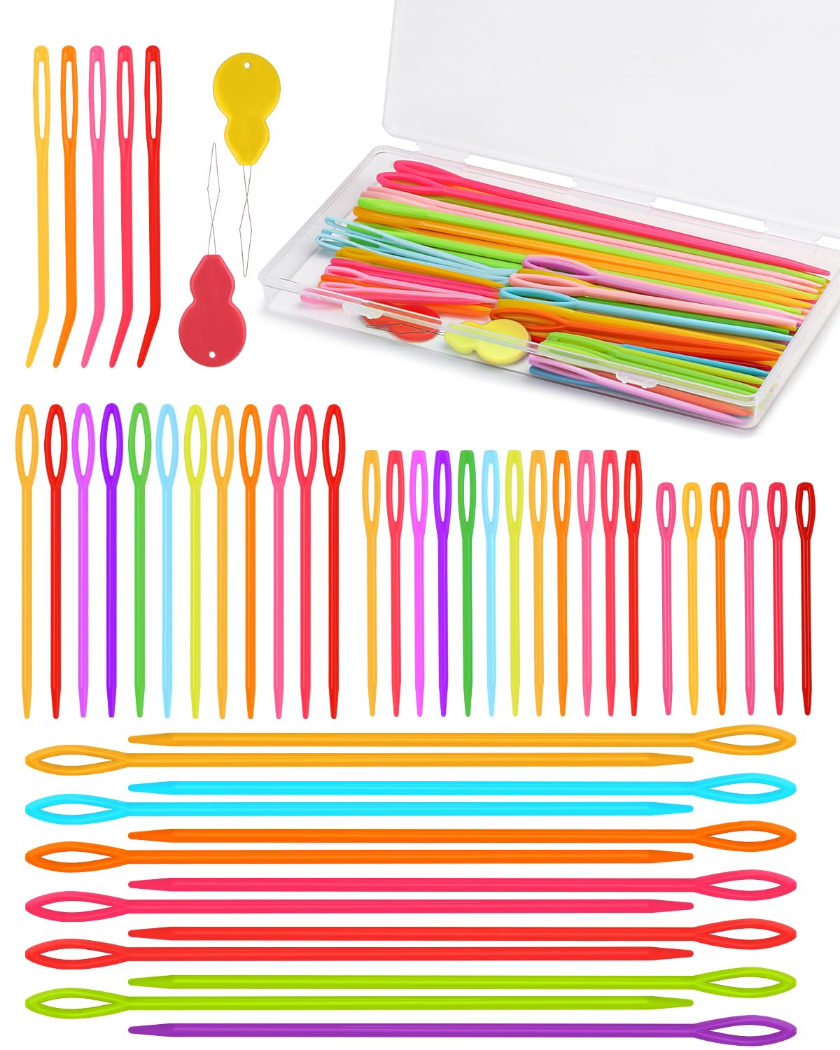 UOOU 67 PCS Plastic Needles, 5 Sizes Yarn Needles, Darning Needles for Yarn, Yarn Needles Large Eye for Crochet, Crochet Needles for Knitting, Weaving and Sewing-image-31