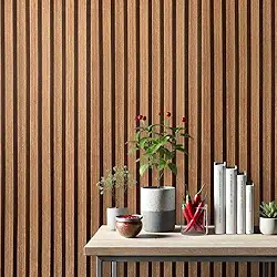 Papel de Parede Adesivo Madeira Ripada em PVC, Móvel, Cozinha, Quarto, 5m X 45 cm, Lavável, Autocolante