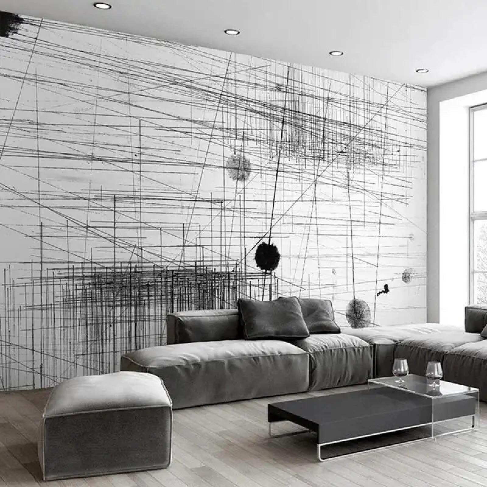 Papier peint autocollant 3D pour rénover un mur de salon sans colle