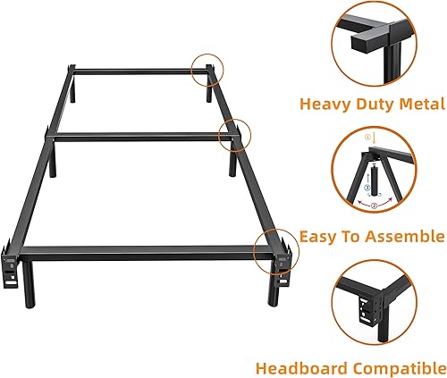 Miniatura 4 de ZIYOO Marco de cama individual plataforma de metal de 7 pulgadas resistente para somier base de colchón soporte de 6 patas sin ruido fácil montaje