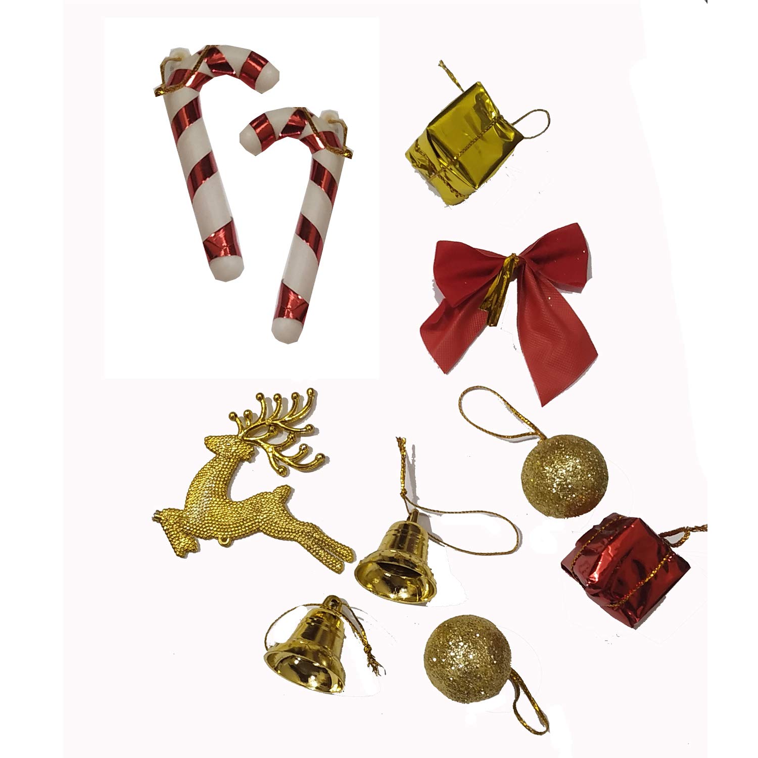 Salvus App SOLUTIONS 14 Pcs Plastic Christmas Tree Decorations Set, Multicolor, Festive Ornaments for Home Decor