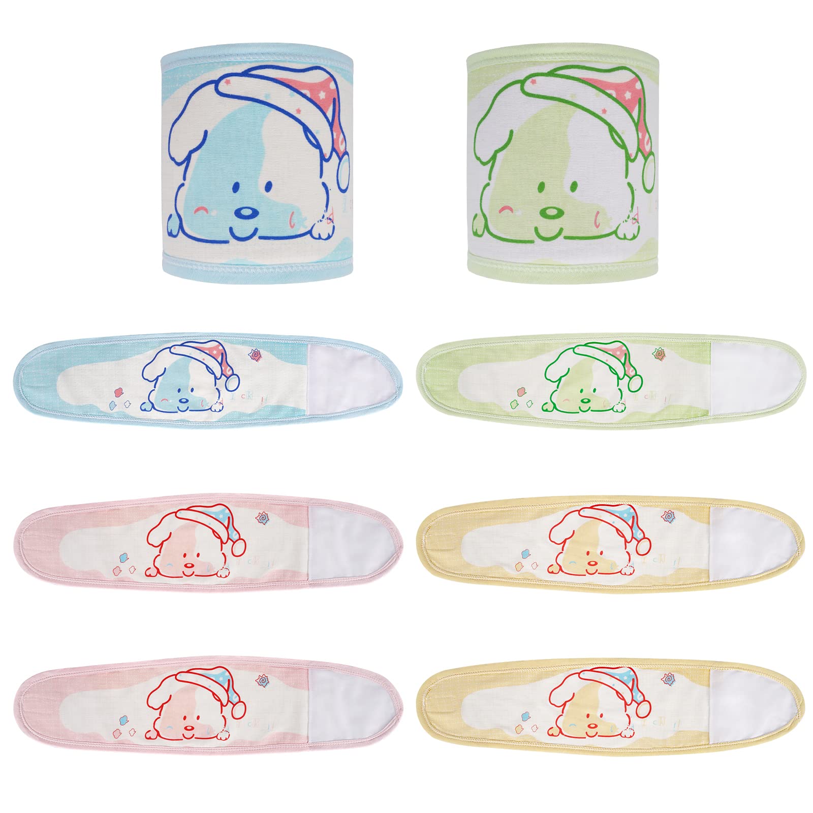 Liitrton Cartoon Pattern Cotton Baby Infant Umbilical Cord Belly Band for 0-12 Months (Random Color,8 PCS Cute Dog)