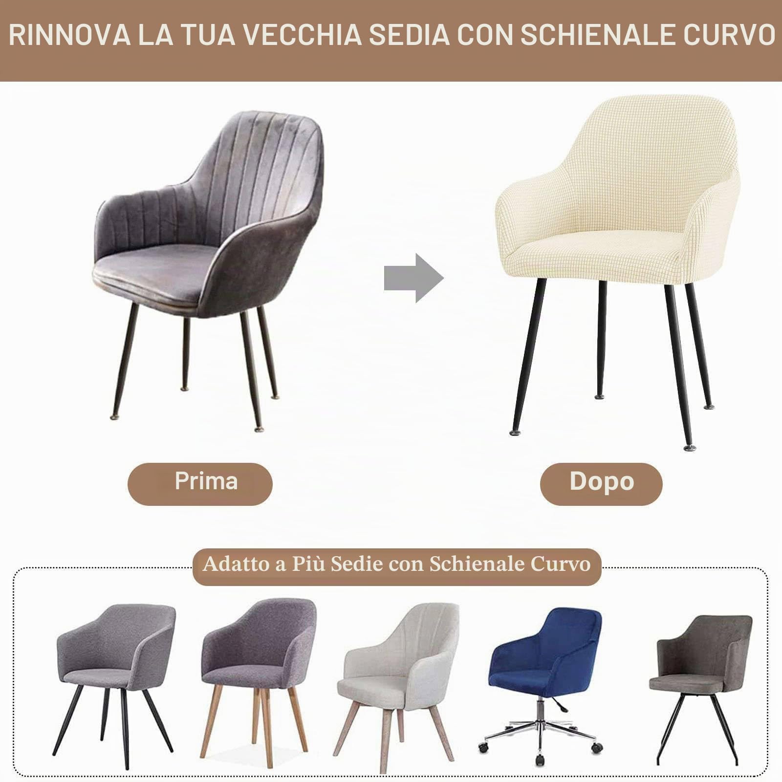 Coprisedie con Schienale Curvo Elasticizzata-D'oro-2 Pezzi | Moderno Copertura per Sedia da Scrivania, Rimovibile Fodera Poltroncina Sala Pranzo con Braccioli Lavabile