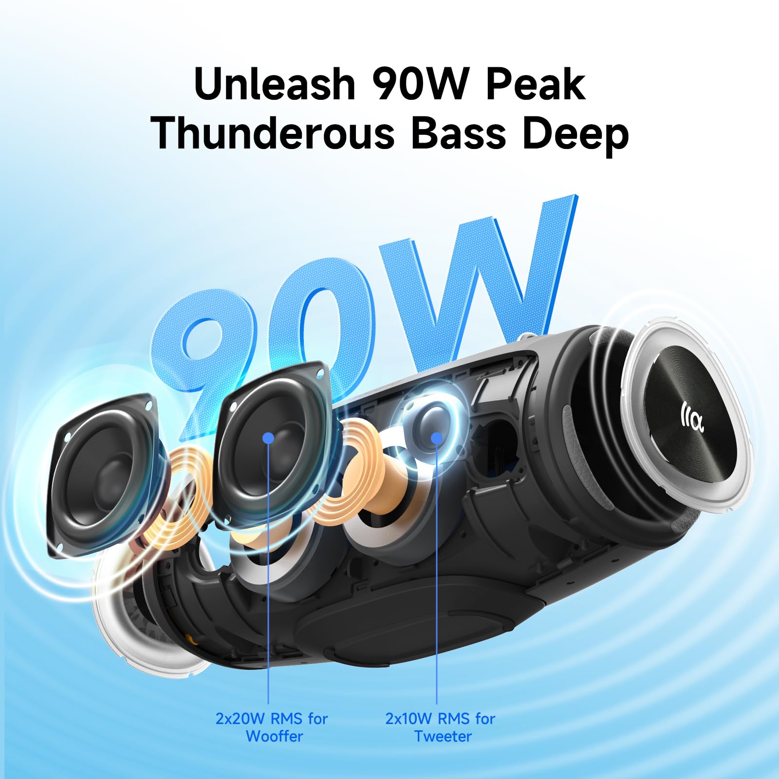 TAZATA - Altoparlante Bluetooth portatile da 60 W RMS, subwoofer da 90 W di picco alto, stereo wireless con suono HD, tempo di riproduzione 8H IPX7 impermeabile per feste in spiaggia (CAMO-60 W RMS/90
