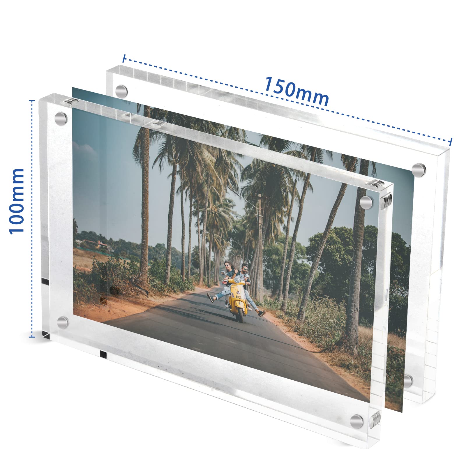 Cadre Photo Acrylique Magnétique 13x18cm - Design Transparent Sans Bordure - Double Face