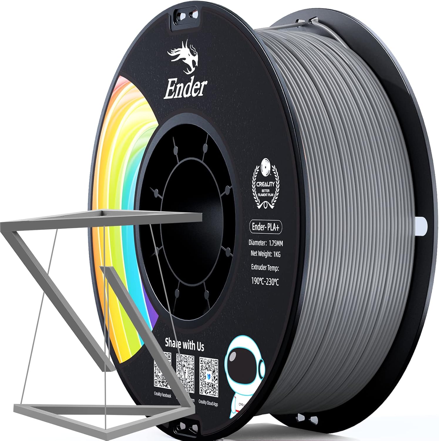 Buy Creality PLA Filament Pro Grey, 1.75mm 3D Printer Filament, Ender