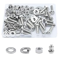 Vista 15 de Tornillo de cabeza hexagonal 1/4-20 x1 (20 unidades), tuercas de bloqueo, kits de arandelas planas y de bloqueo, acero inoxidable 304 18-8