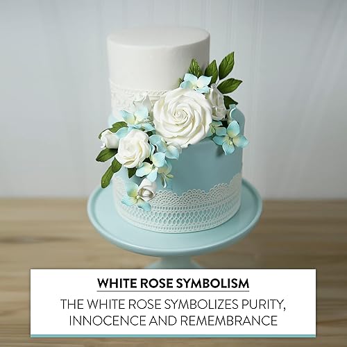 Vista 5 de Global Sugar Art Rebecca Rose Sugar Cake Flowers - Flores blancas de 3 pulgadas, 3 unidades por el chef Alan Tetreault Blanco 1 pulgada