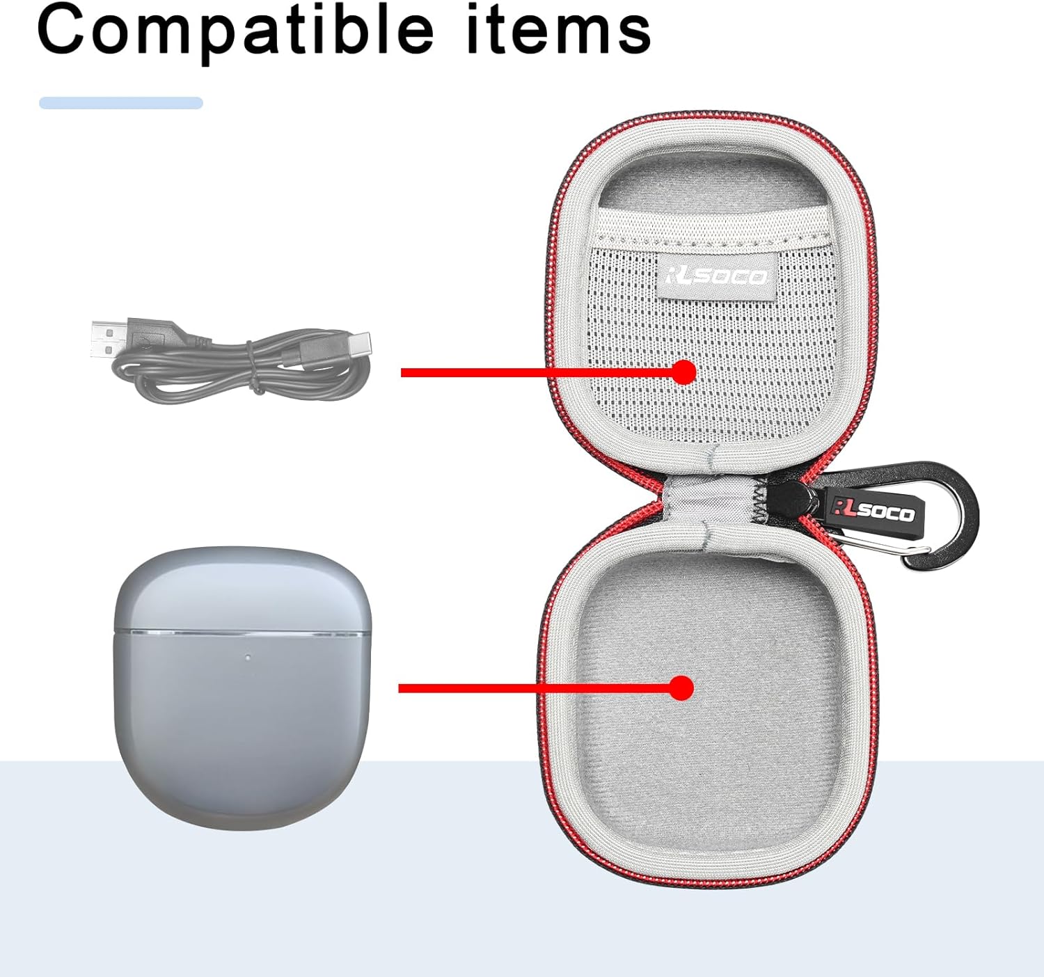 RLSOCO Hard Case for Bose New QuietComfort Ultra(2nd Gen)/QuietComfort Ultra/QuietComfort Earbuds II/Earbuds 2 Wireless Noise Cancelling Earbuds (Black) - Image 4