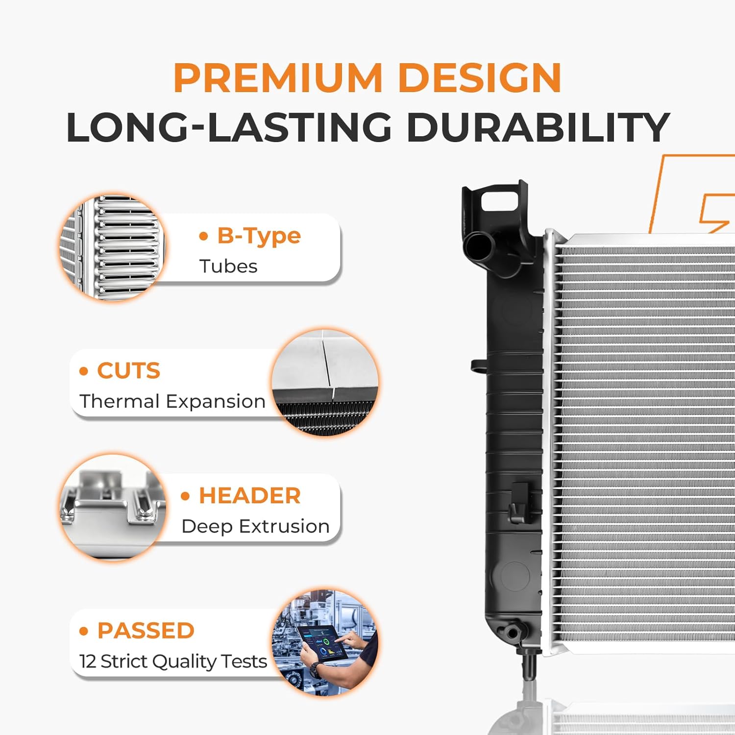 Autoexact CU2423 Radiator for 1999-2016 Chevy Silverado Suburban Tahoe Avalanche Cheyenne, Engine Radiator for 1999-2013 GMC Sierra Yukon, for Cadillac Escalade/ESV/EXT/Hummer H2, with TOC, w/o EOC