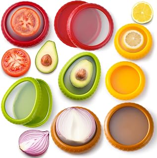 Avocado Saver and Onion Storage Set,8 Pcs Silicone Fruit Vegetable Anti-oxidation Box,Reusable Fridge Fresh Pod Food Storage,Perfect Lemons Tomato Garlic Containers