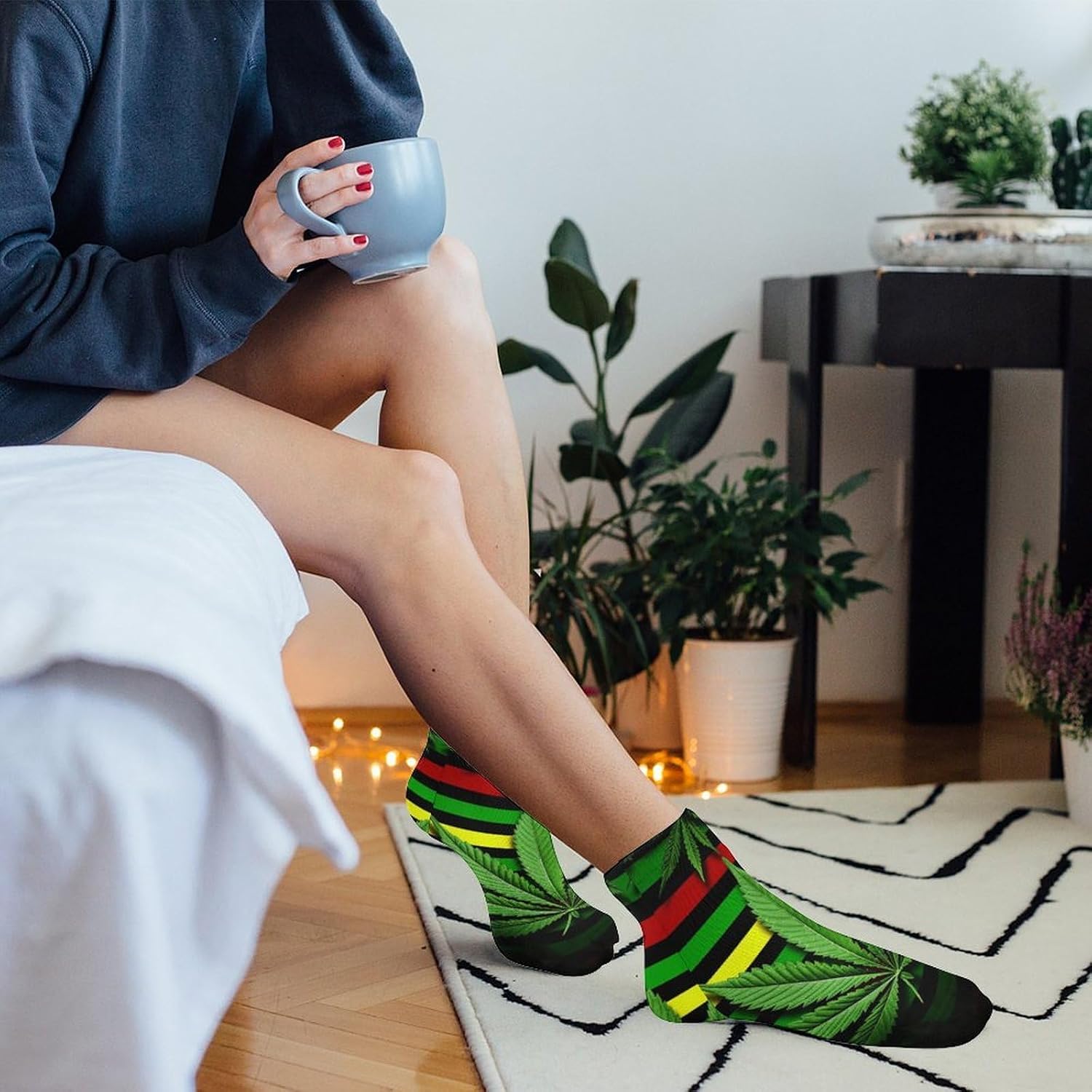 Weed Striped Athletic Ankle Socks for Women Men Running Hiking Cotton Socks Low Cut No Show Sock (5 Pack)