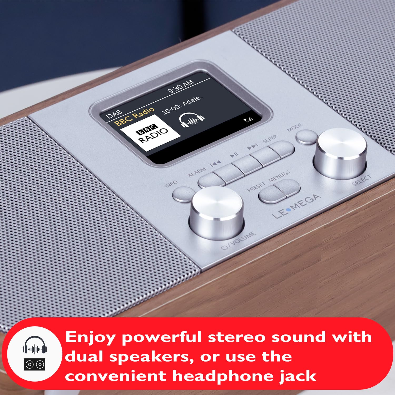 Sentasi Radio DAB+ Portatile Con Bluetooth, Display LCD 2.4”, Ingresso USB/TF/AUX, Doppia Sveglia E Telecomando – Design Vintage In Legno