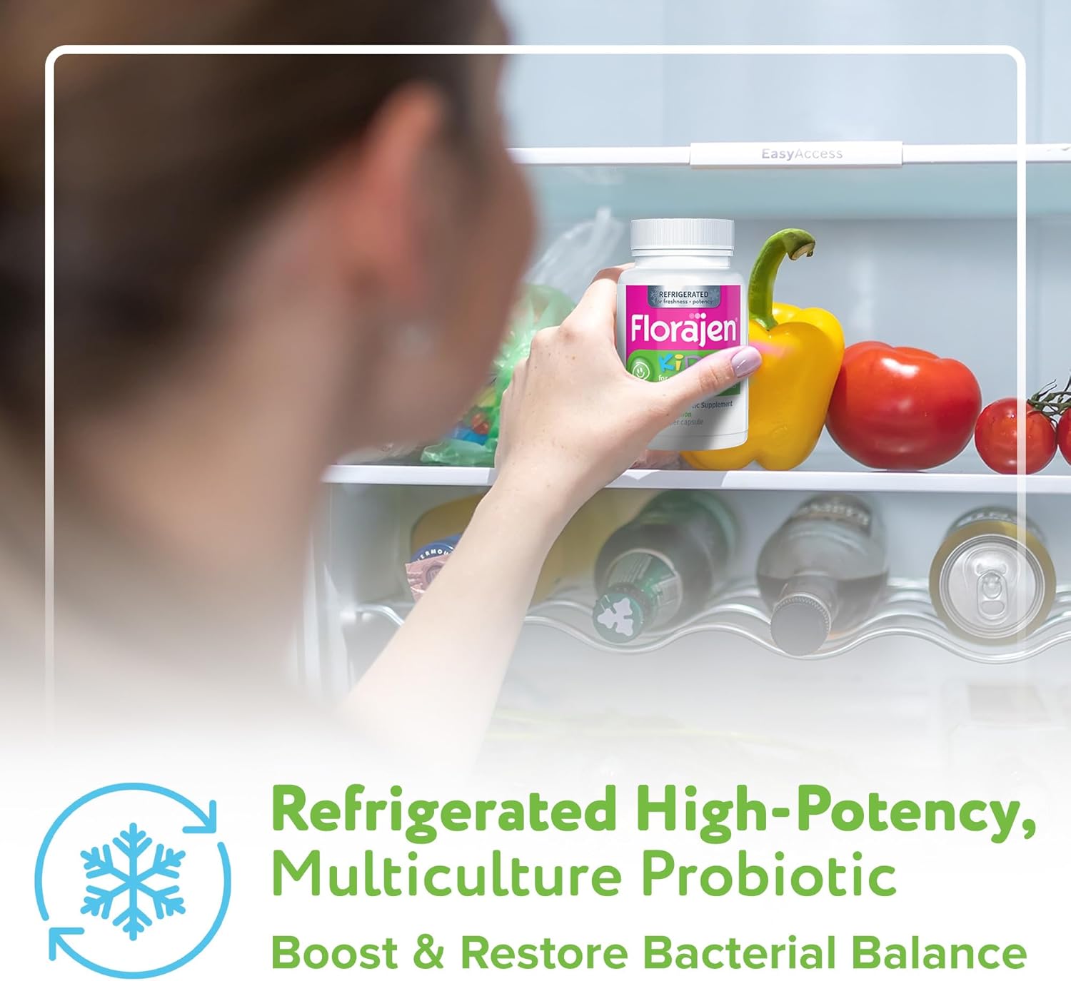 Florajen Kids Probiotic, 6 Billion CFUs, Refrigerated Probiotics for Kids, Multi Culture Probiotic Supplement, Relieves Occasional Gas, Bloating & Constipation, Supports Gut Health, 30 Ct (3 Pack)