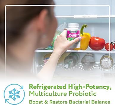 Florajen Kids Probiotic - Daily Gut & Immune Support for Children 6+ Months - Constipation, Bloating, Digestive Support - Refrigerated for Freshness & Live Active Cultures - 60 Capsules