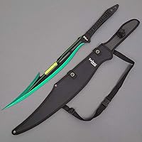 Vista 1 de Machete de fantasía de 27 pulgadas. Cuchillo de hoja fija. Hoja de acero inoxidable 440. Para colección, regalo, camping, deportes al aire libre