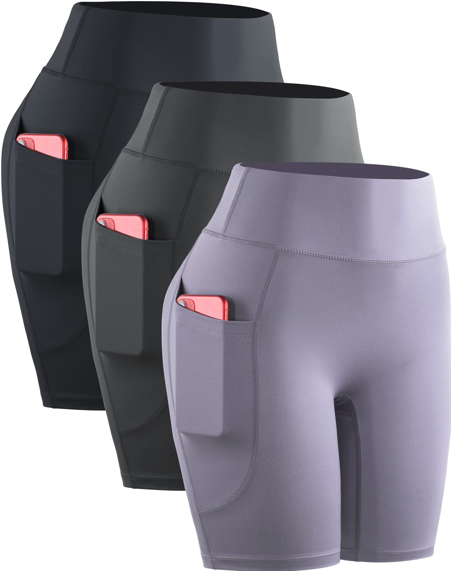 NELEUS Women's 8" Biker Shorts High Waist Tummy Control Workout Running Shorts for Gym Yoga