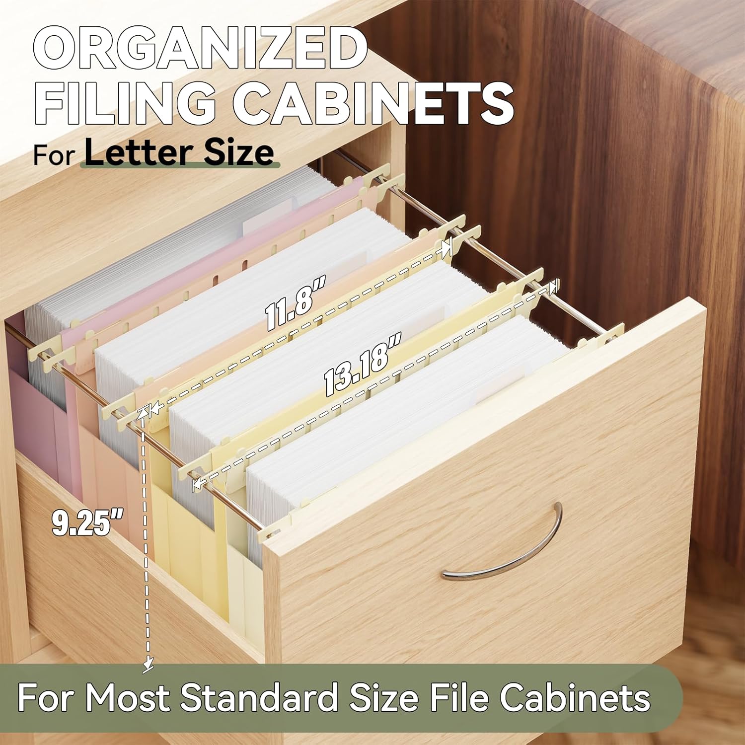 Plastic Extra Capacity Hanging File Folder Letter Size,Expanding Hang Folder with Tab,Heavy Duty 2" Expansion Accordian Pocket,12 Pack Reinforced Pastel Color Filing Cabinet Folders,No Assembly