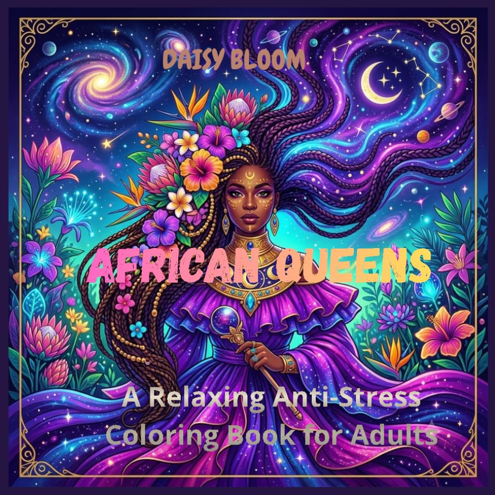African Queens: A Relaxing Anti-Stress Coloring Book for Adults Featuring African Fashion Portraits