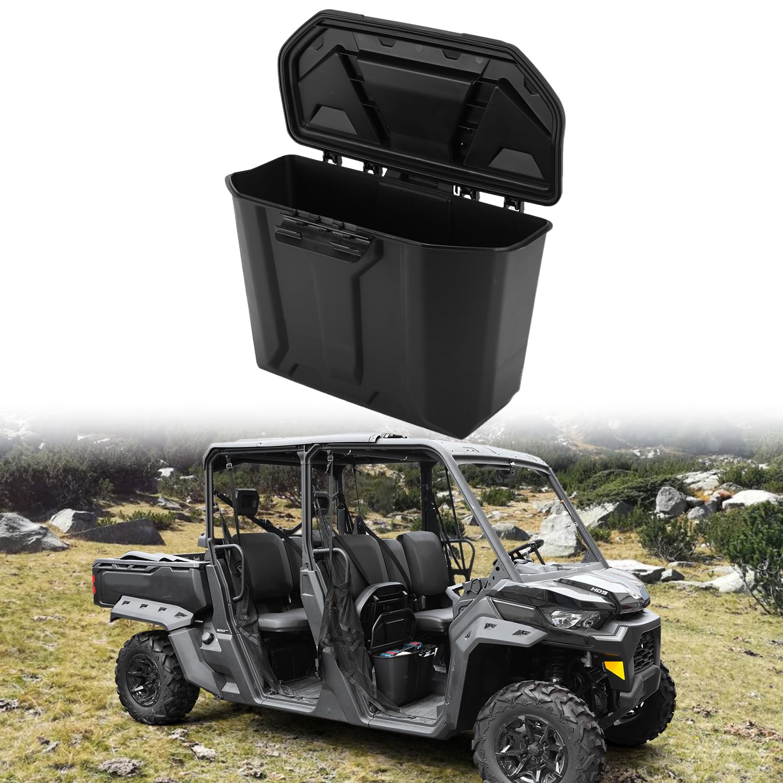 HAKA TOUGH Removable Storage Bins for Can-Am Defender Accessories 2016-2024, Passenger Under Seat Storage Box for Can Am Defender HD8 / HD10 / HD5 / Max HD8 / Max HD10 16-24, Replace OEM #715003314