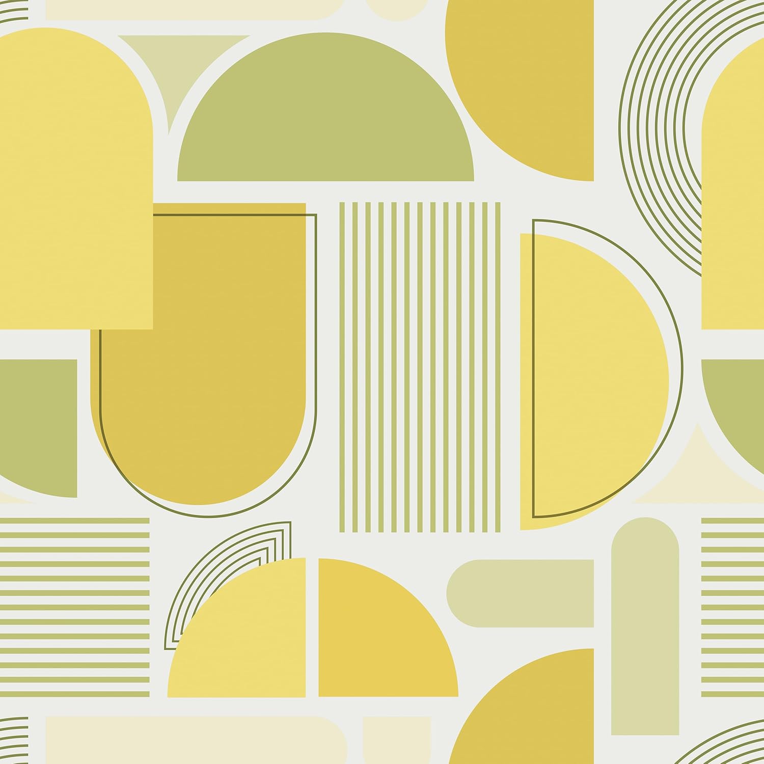 Yellow Geometric Peel and Stick Wallpaper Mid Century Abstract Geometric Wallpaper for Bedroom Living Room Wall Mural 17.7"x160" Removable Self Adhesive Boho Yellow Patterned Contact Paper