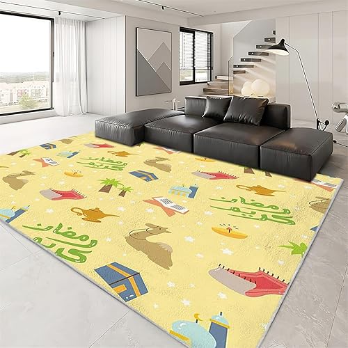 Miniatura 2 de Alfombra de área lavable de 2 x 3 pulgadas, alfombra de acento suave para sala de estar, comedor, alfombra de microfibra de dibujos animados camello