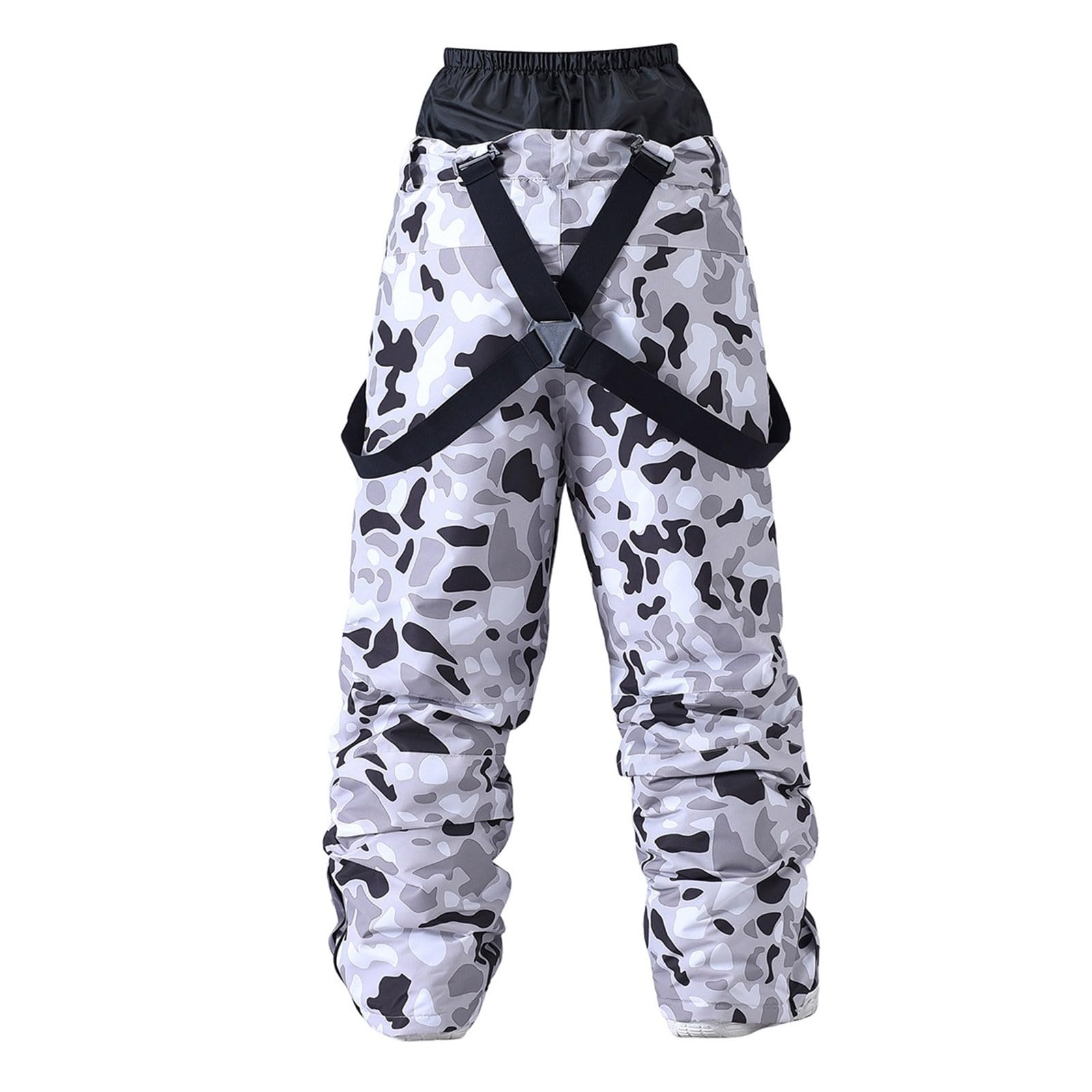 Générique Pantaloni da sci impermeabili da uomo pantaloni caldi per snowboard e sci alpino, resistenti pantaloni con motivo mimetico, protezione termica per tempo freddo, tuta pratica, grigio, L