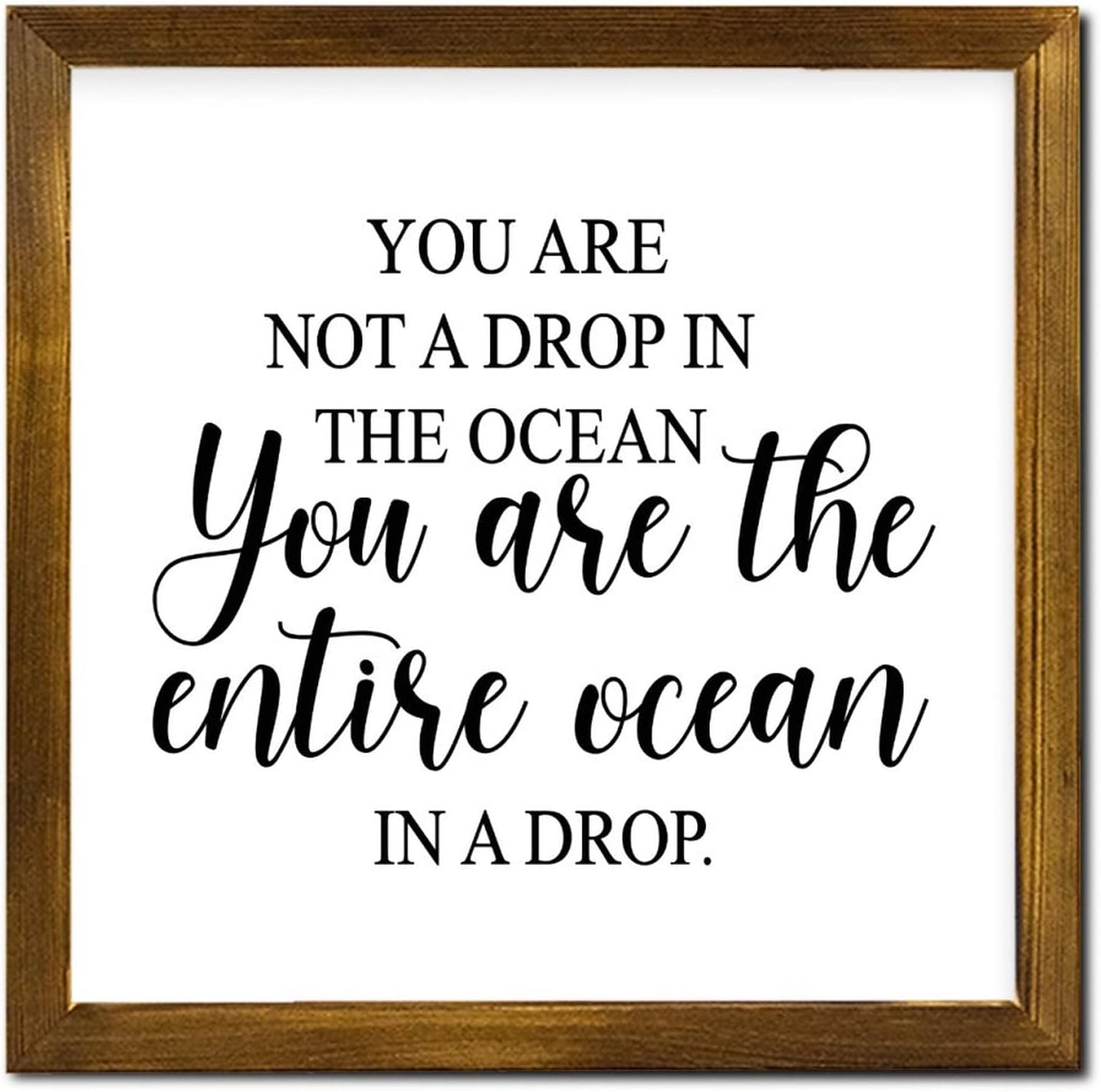 You are Not A Drop in The Ocean Wood Framed Signs Literary Quote Wood Wall Art Rustic Wall Decor Farmhouse Rustic Wooden for Home Restroom Bathroom Toilet Kitchen Housewarming Gift 12x12 Inch