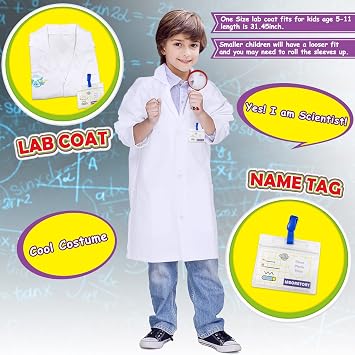 UNGLINGA Kids Science Experiment Kit with Lab Coat Scientist Costume Dress Up and Role Play Toys Gift for Boys Girls Kids Christmas Birthday Party