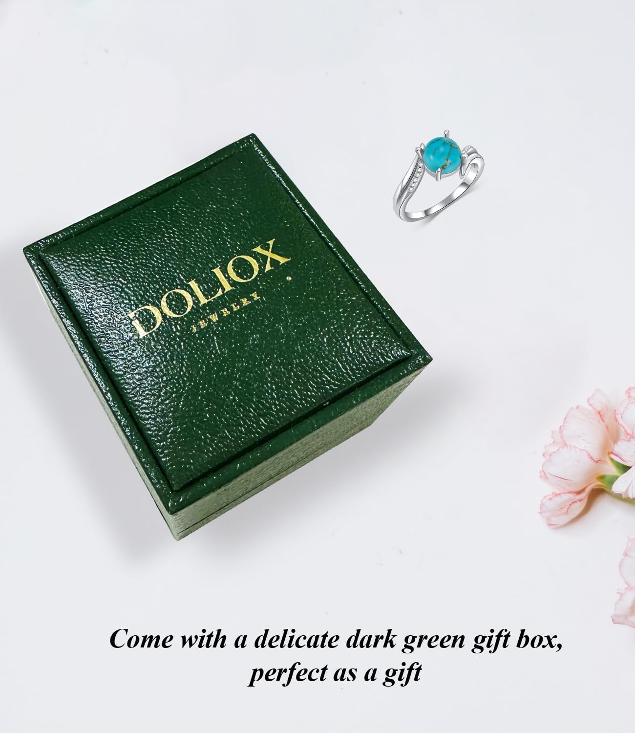 Genuine Turquoise Rings for Women with CZ 925 Sterling Silver Engagement Wedding Rings Anniversary Jewelry for Wife Mother