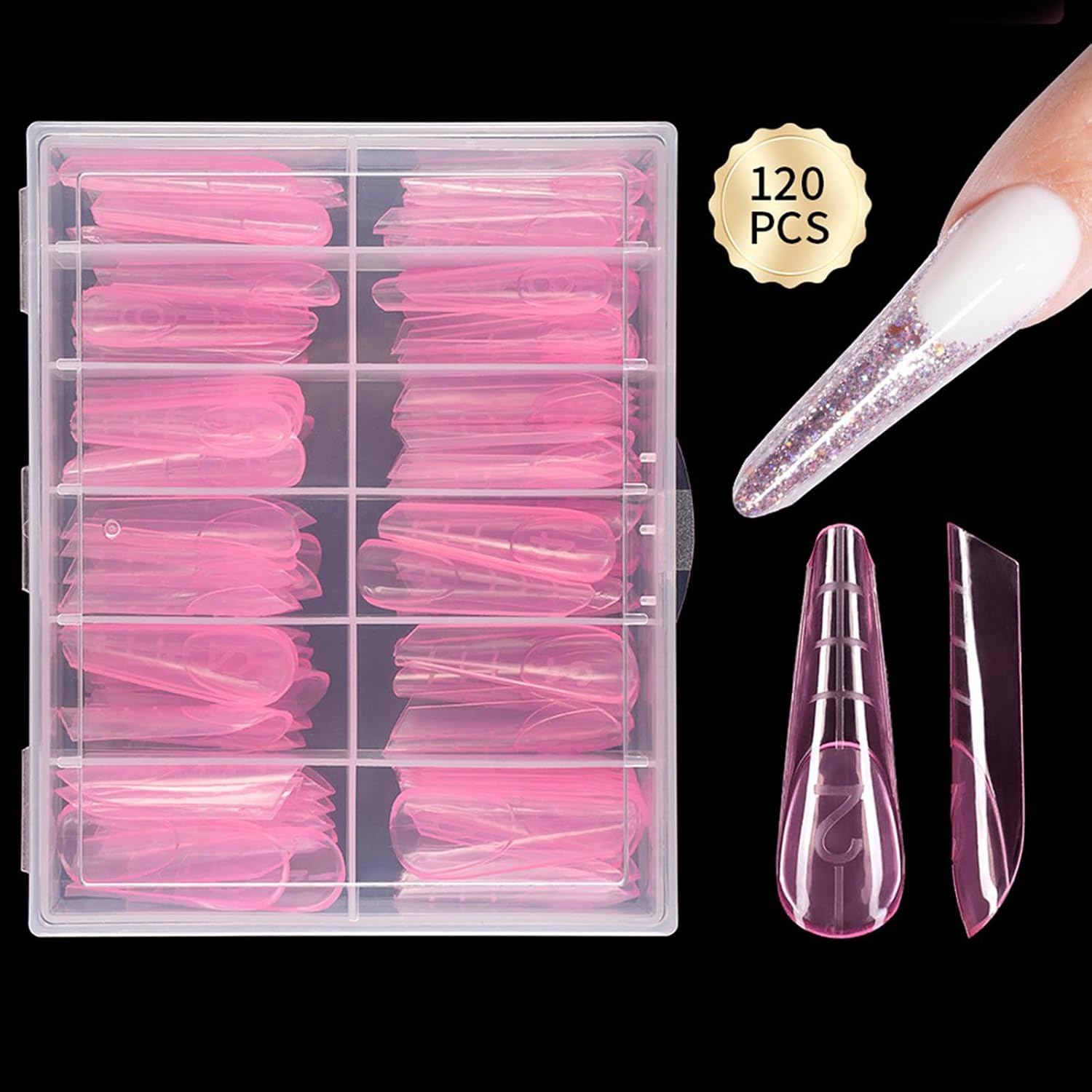 Clear Full Covers Duals Nails Systems Form UVS Gel Acrylic Art Mold Artificial Tips with Scale for Extension Clear Duals Forms Systems Full Covers Quick Building Gel Mold Tips