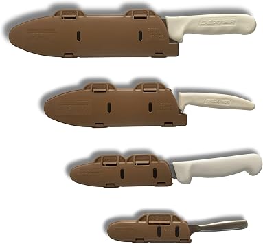 Blade Guard Knife Blade Protection, Secure Fit for Storage and Transport Chefs Kitchens & Outdoor Use, Durable BPA-Free, 4pk set 4in, 6in, 8in, 10in Khaki
