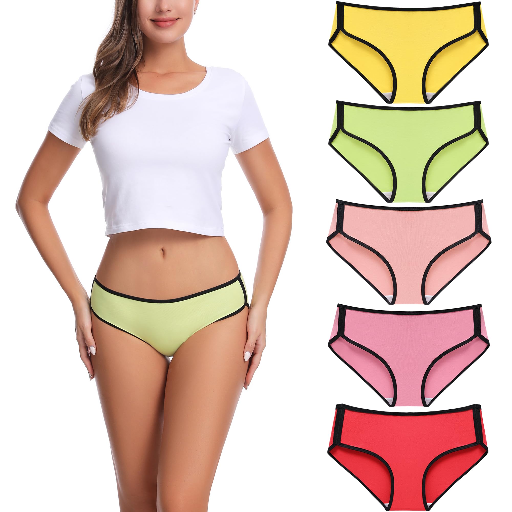 Tummy Control High Waisted Underwear for Women Cotton Plus Size Full Coverage Panties Ladies Briefs Red