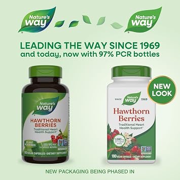 Nature's Way Herbal Hawthorn Berries, Traditional Heart Health Support*, 180 Vegan Capsules (Packaging May Vary)