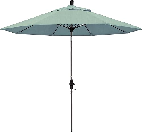 Miniatura 10 de California Umbrella GSCUF908117-5461 - Sombrilla redonda de 9 pies con poste de aluminio y varillas de fibra de vidrio para patio, 9 pies, color