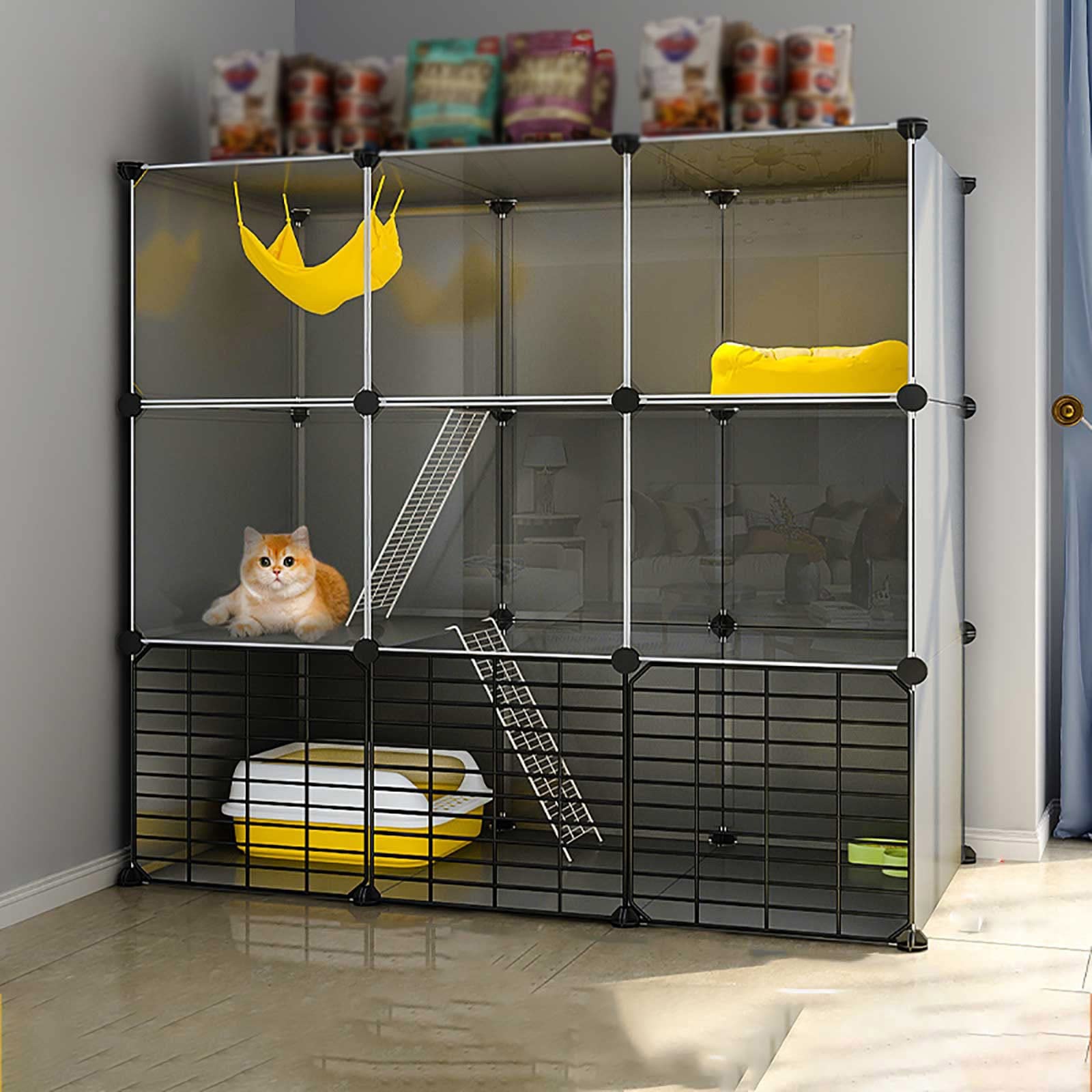 Niche d'intérieur pour chat et enclos modulable pour créer un espace de jeu mural