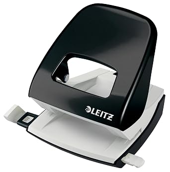 Leitz Hole Punch, 30 Sheets, Guide Bar with Format Markings, Metal, NeXXt Range, 50082095 - Black