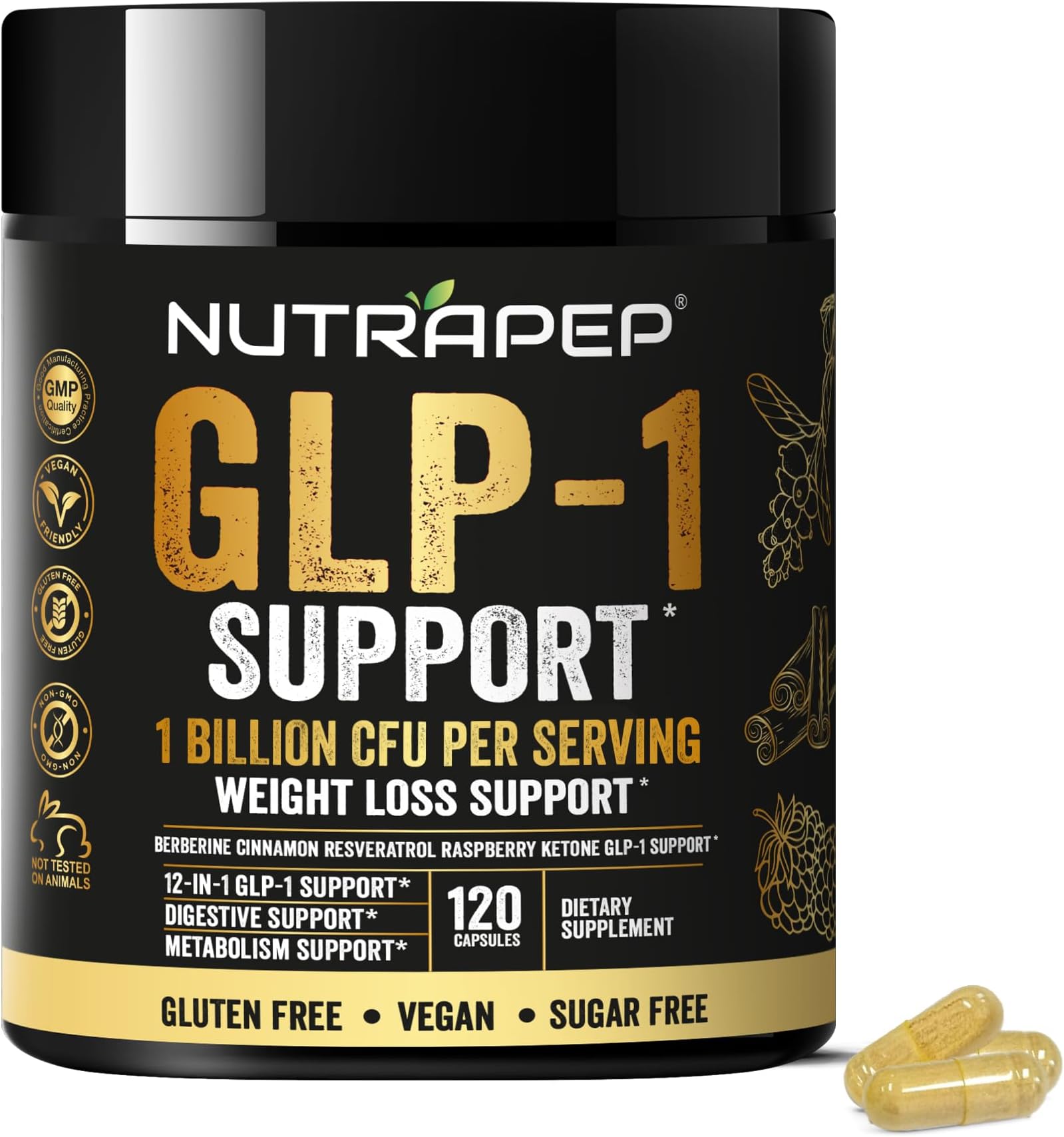 NutraPep GLP-1 Support Probiotic Weight Loss Supplement - Glp1 Support with Berberine for Fat Burn