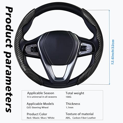 Vista 63 de WOCOCN 2 fundas para volante de automóvil, protector antideslizante de fibra de carbono para hombres y mujeres, múltiples opciones de color, Beige