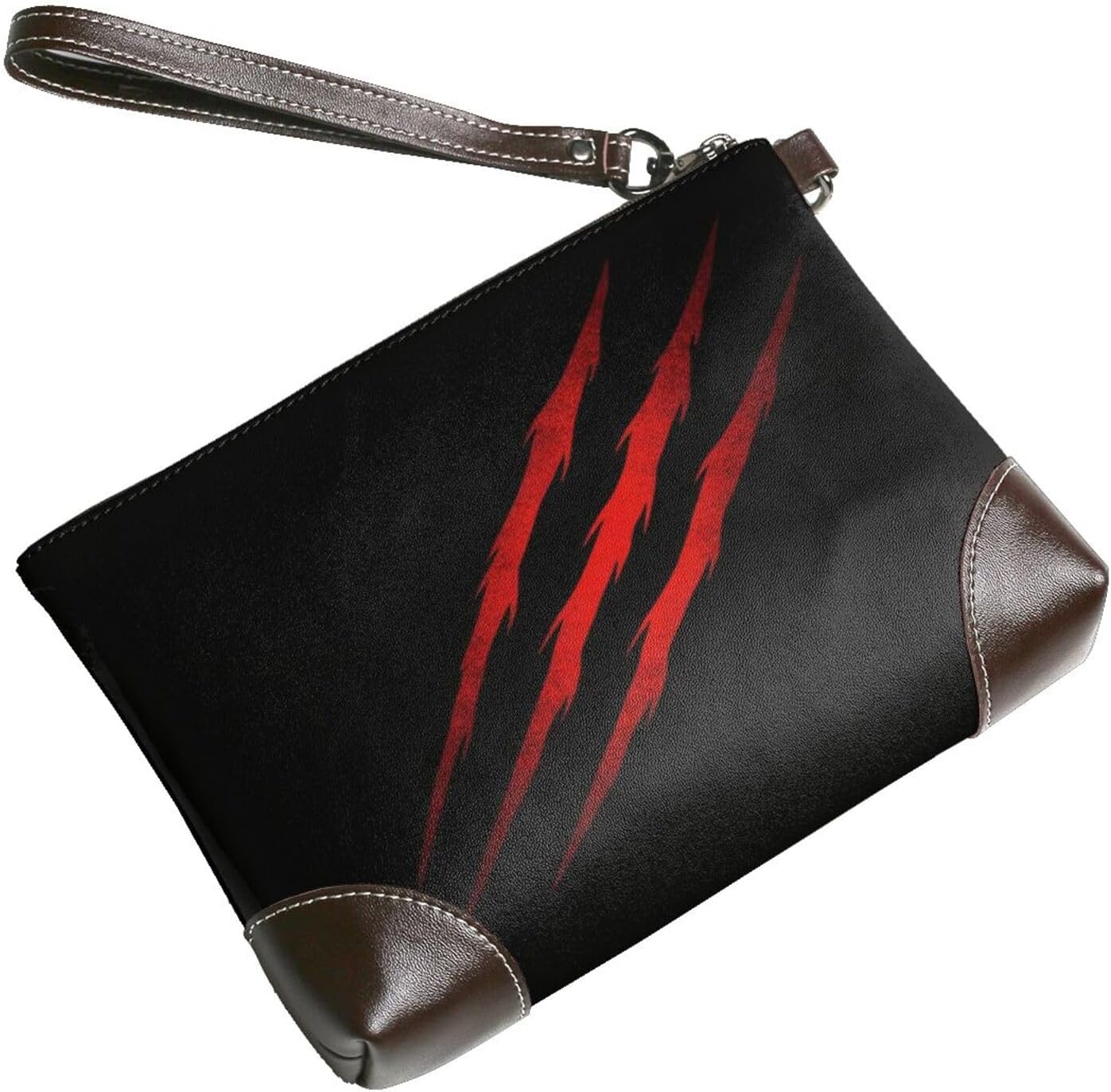 Wristlet Purses for Women, Genuine Leather Clutch Wallet Handbags | Smooth Zipper, Red Claw Mark